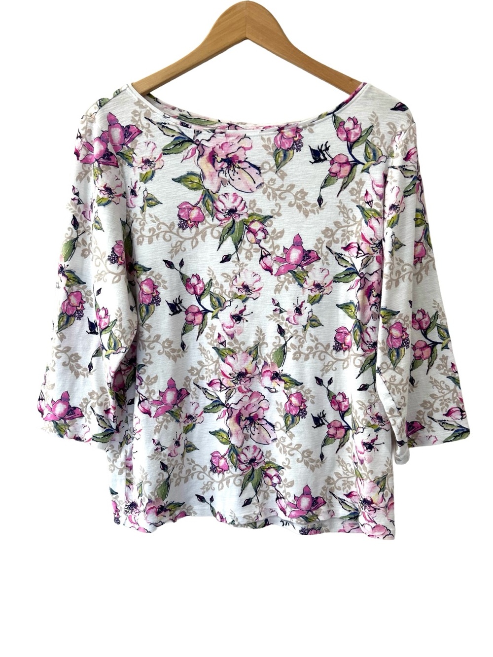Tommy Bahama women’s Ashby Isles T-Shirt XL floral gardens 3/4-Sleeve boatneck